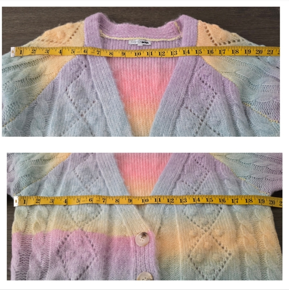 Fashion Nova Rainbow Bliss Cropped Cardigan, Size L - Picture 9 of 11
